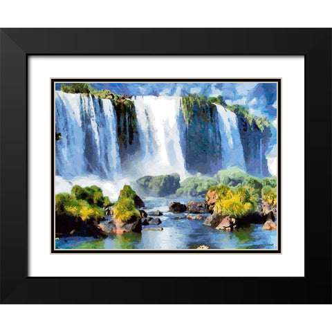 Iguazu Waterfalls II Black Modern Wood Framed Art Print with Double Matting by Medeiros, Celito