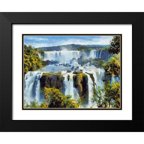 Iguazu Waterfalls III Black Modern Wood Framed Art Print with Double Matting by Medeiros, Celito