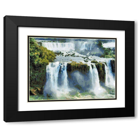 Iguazu Waterfalls IV Black Modern Wood Framed Art Print with Double Matting by Medeiros, Celito