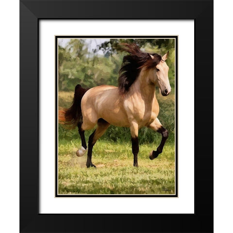 Brown Horse on the Meadow Black Modern Wood Framed Art Print with Double Matting by Medeiros, Celito