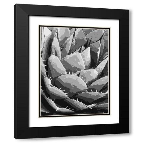 Leaves BW5 Black Modern Wood Framed Art Print with Double Matting by Medeiros, Celito