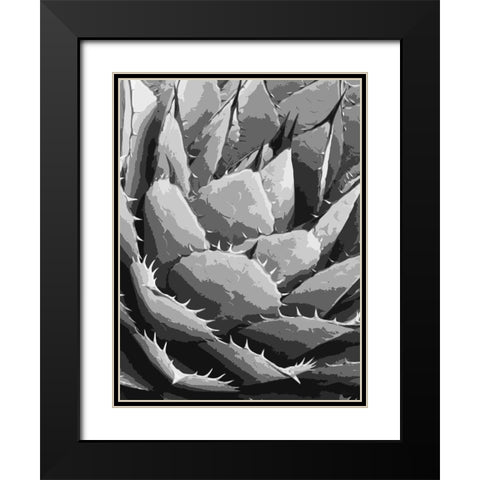 Leaves BW5 Black Modern Wood Framed Art Print with Double Matting by Medeiros, Celito