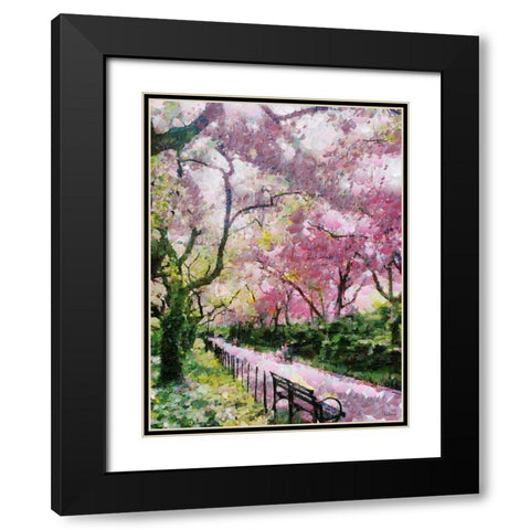 Path in the Park  Black Modern Wood Framed Art Print with Double Matting by Medeiros, Celito