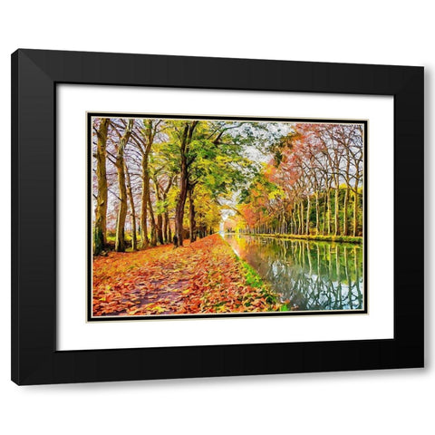 Path by the River Black Modern Wood Framed Art Print with Double Matting by Medeiros, Celito