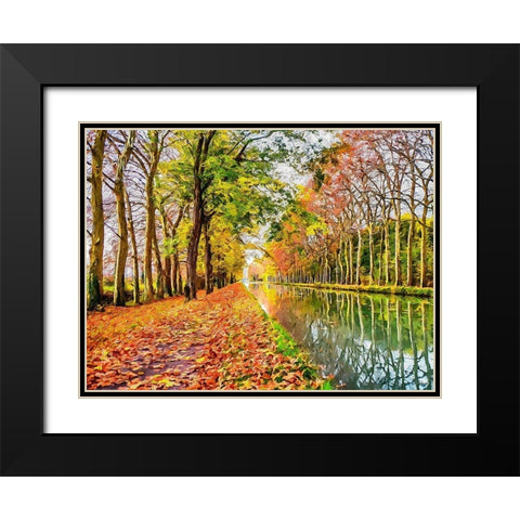 Path by the River Black Modern Wood Framed Art Print with Double Matting by Medeiros, Celito