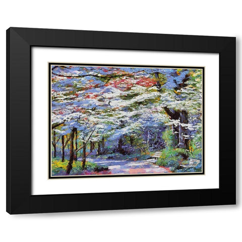 Path in the Park Black Modern Wood Framed Art Print with Double Matting by Medeiros, Celito