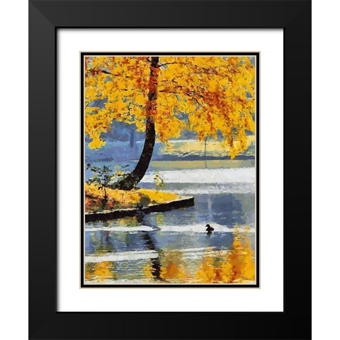 Autumn Lake Black Modern Wood Framed Art Print with Double Matting by Medeiros, Celito