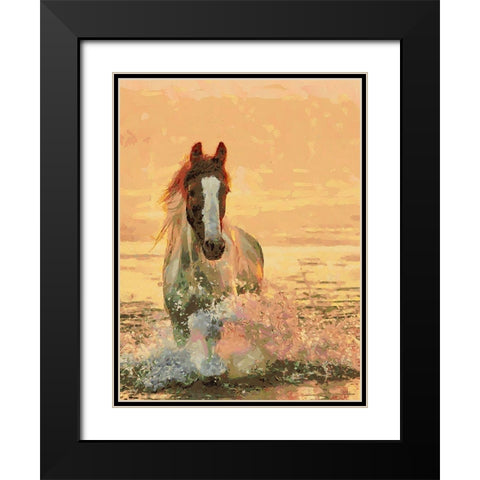 Horse in the Pond Black Modern Wood Framed Art Print with Double Matting by Medeiros, Celito