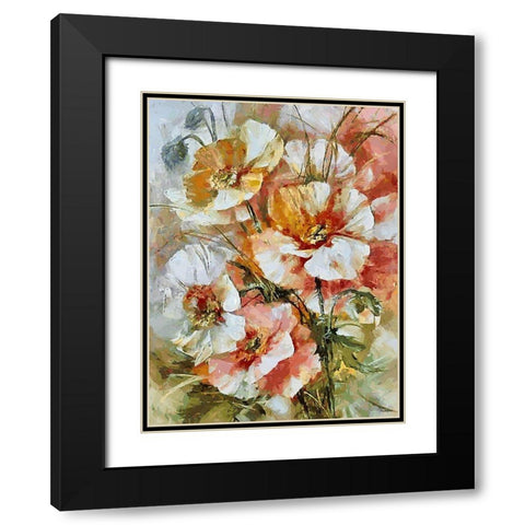 Pink Poppies Black Modern Wood Framed Art Print with Double Matting by Medeiros, Celito