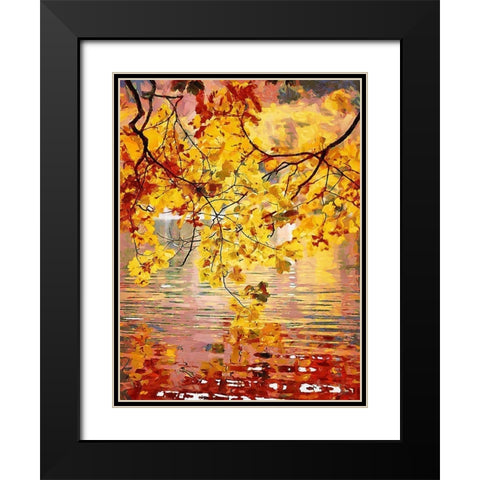 Branch over Water Black Modern Wood Framed Art Print with Double Matting by Medeiros, Celito