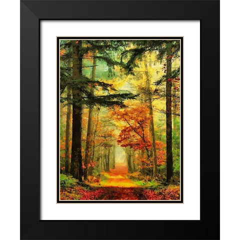 Autumn Walk in the Wood I Black Modern Wood Framed Art Print with Double Matting by Medeiros, Celito