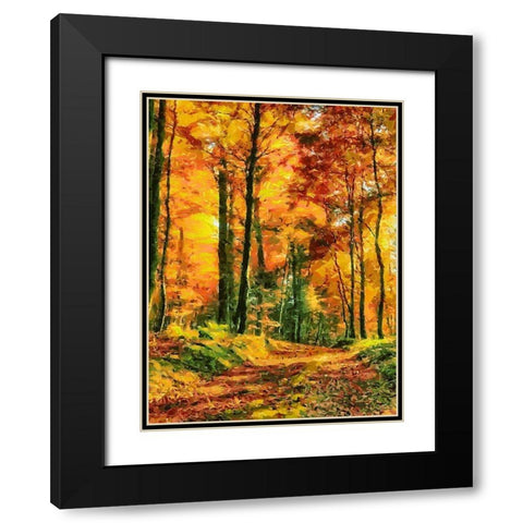 Autumn Walk in the Wood II Black Modern Wood Framed Art Print with Double Matting by Medeiros, Celito