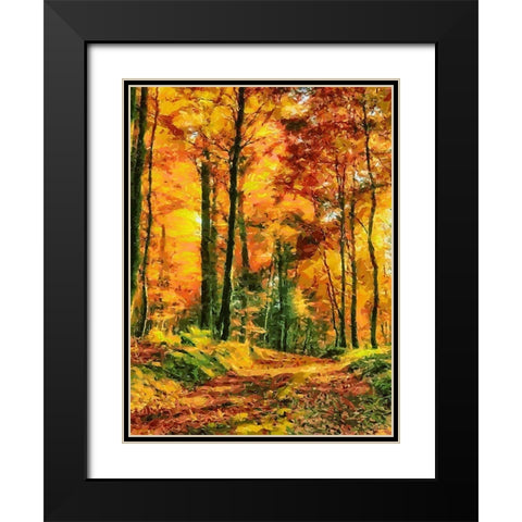 Autumn Walk in the Wood II Black Modern Wood Framed Art Print with Double Matting by Medeiros, Celito