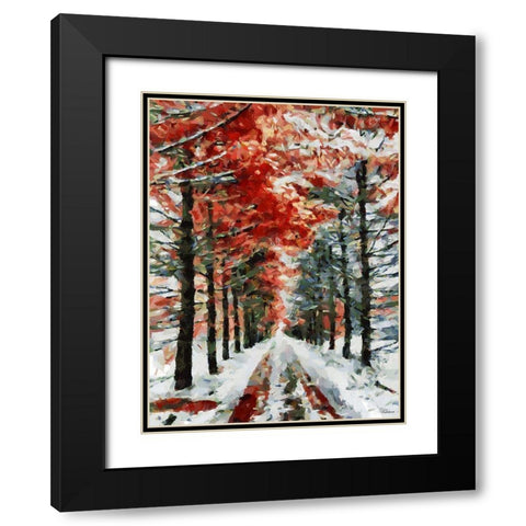 Winter Road Black Modern Wood Framed Art Print with Double Matting by Medeiros, Celito