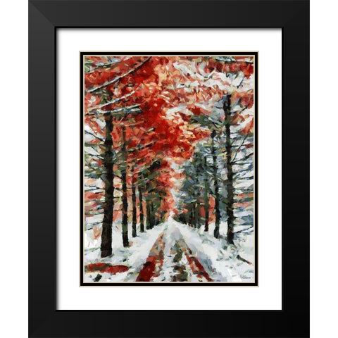 Winter Road Black Modern Wood Framed Art Print with Double Matting by Medeiros, Celito