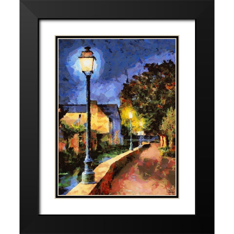 Lamps in Town Black Modern Wood Framed Art Print with Double Matting by Medeiros, Celito