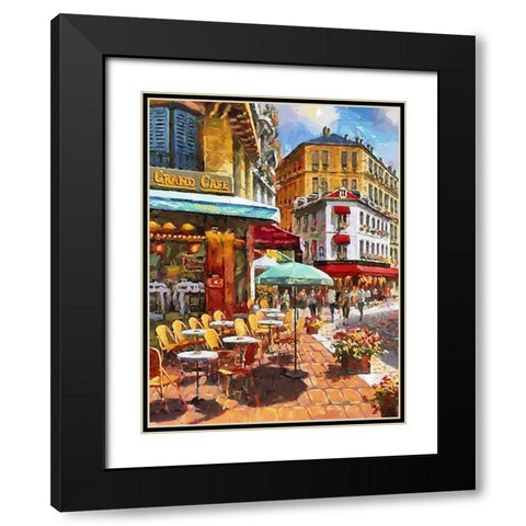 Grand Cafe Black Modern Wood Framed Art Print with Double Matting by Medeiros, Celito