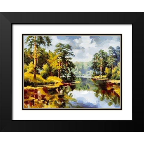 Landscape with Lake Black Modern Wood Framed Art Print with Double Matting by Medeiros, Celito
