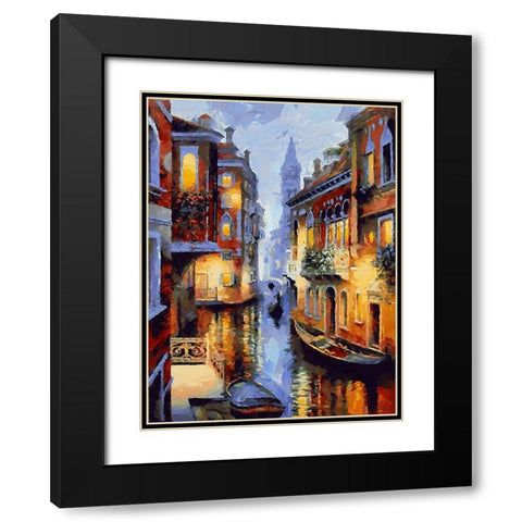Beautiful Venice Black Modern Wood Framed Art Print with Double Matting by Medeiros, Celito