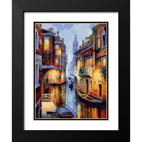Beautiful Venice Black Modern Wood Framed Art Print with Double Matting by Medeiros, Celito