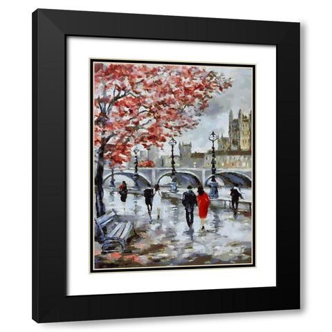 Couple in Black and Red Black Modern Wood Framed Art Print with Double Matting by Medeiros, Celito