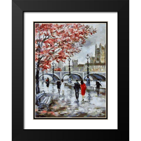 Couple in Black and Red Black Modern Wood Framed Art Print with Double Matting by Medeiros, Celito