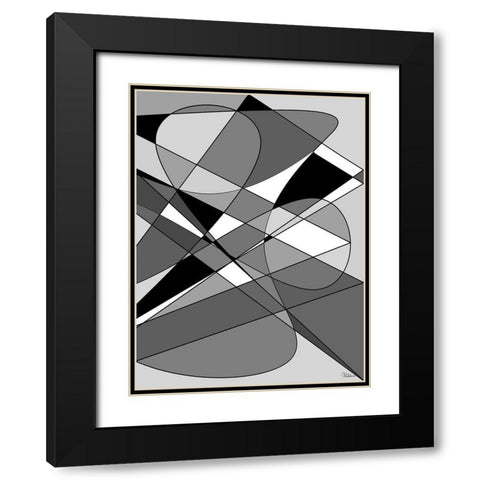 Abstract BW53 Black Modern Wood Framed Art Print with Double Matting by Medeiros, Celito