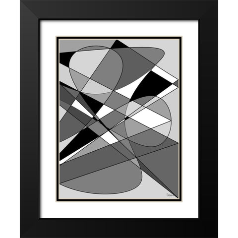 Abstract BW53 Black Modern Wood Framed Art Print with Double Matting by Medeiros, Celito