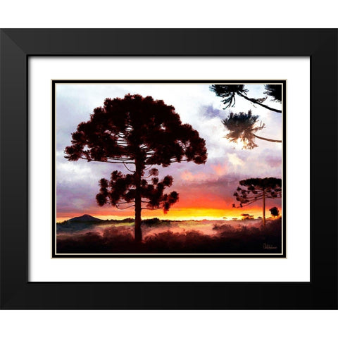 Sunset in Africa Black Modern Wood Framed Art Print with Double Matting by Medeiros, Celito