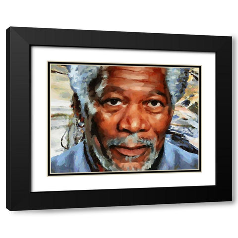 Morgan Freeman Black Modern Wood Framed Art Print with Double Matting by Medeiros, Celito