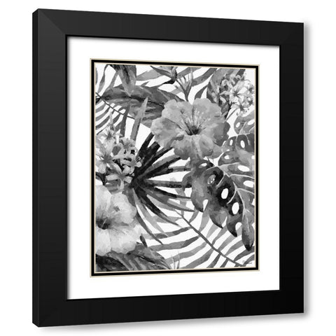 Leaves BW7 Black Modern Wood Framed Art Print with Double Matting by Medeiros, Celito