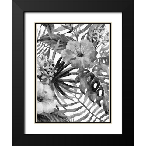 Leaves BW7 Black Modern Wood Framed Art Print with Double Matting by Medeiros, Celito