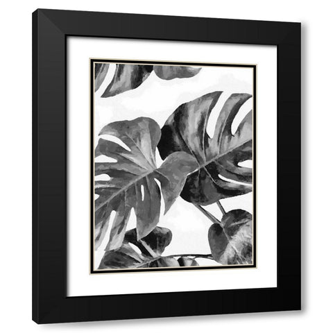 Leaves BW8 Black Modern Wood Framed Art Print with Double Matting by Medeiros, Celito