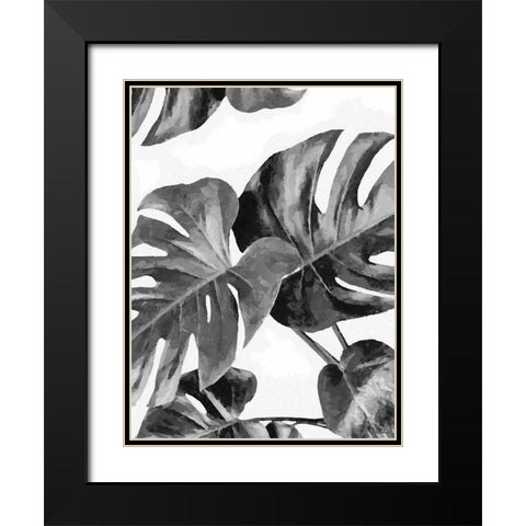 Leaves BW8 Black Modern Wood Framed Art Print with Double Matting by Medeiros, Celito