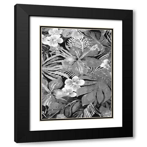 Leaves BW10 Black Modern Wood Framed Art Print with Double Matting by Medeiros, Celito