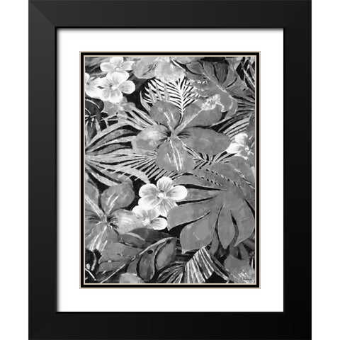 Leaves BW10 Black Modern Wood Framed Art Print with Double Matting by Medeiros, Celito