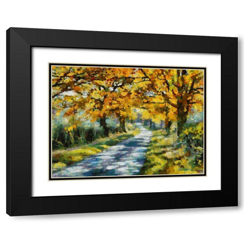 Road in the countryside Black Modern Wood Framed Art Print with Double Matting by Medeiros, Celito