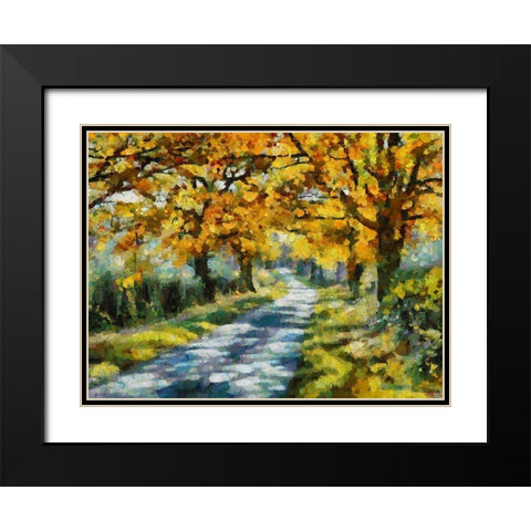 Road in the countryside Black Modern Wood Framed Art Print with Double Matting by Medeiros, Celito