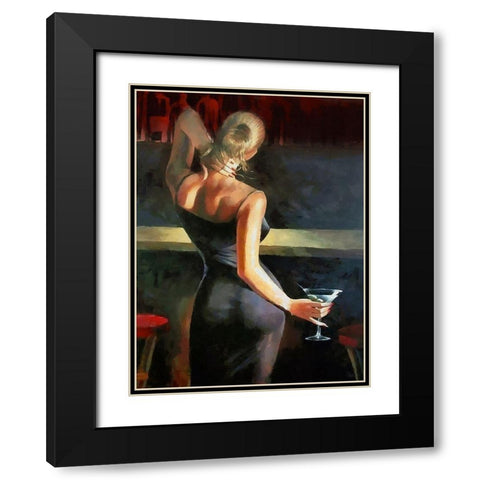 Lady with Martini Black Modern Wood Framed Art Print with Double Matting by Medeiros, Celito