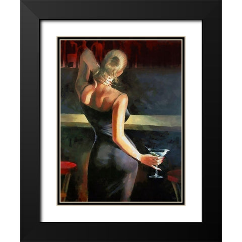 Lady with Martini Black Modern Wood Framed Art Print with Double Matting by Medeiros, Celito