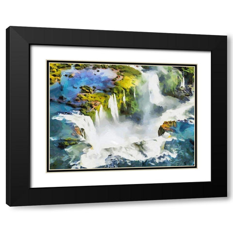 Iguazu Waterfalls Black Modern Wood Framed Art Print with Double Matting by Medeiros, Celito
