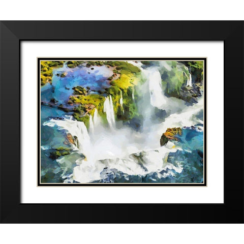 Iguazu Waterfalls Black Modern Wood Framed Art Print with Double Matting by Medeiros, Celito