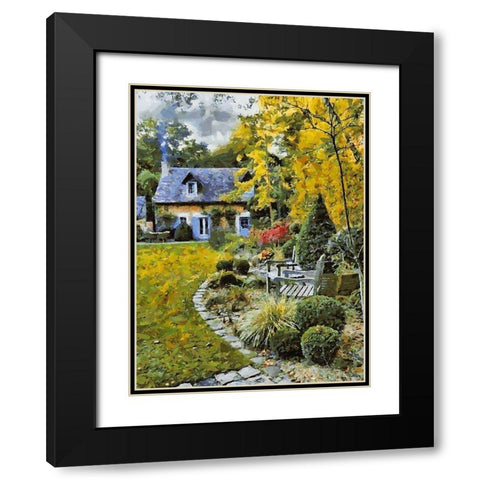 House with Garden Black Modern Wood Framed Art Print with Double Matting by Medeiros, Celito