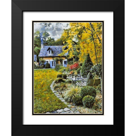 House with Garden Black Modern Wood Framed Art Print with Double Matting by Medeiros, Celito