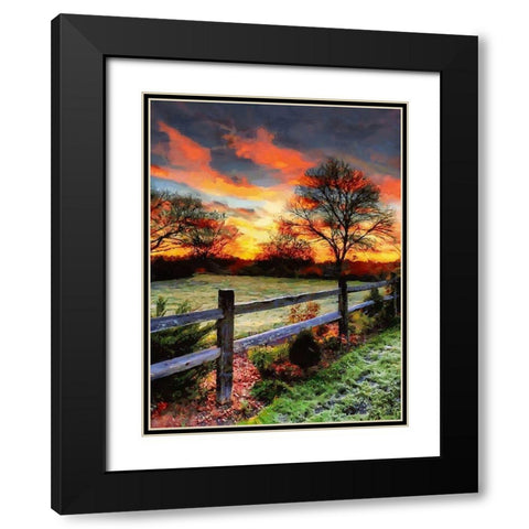 Sunset in Countryside Black Modern Wood Framed Art Print with Double Matting by Medeiros, Celito