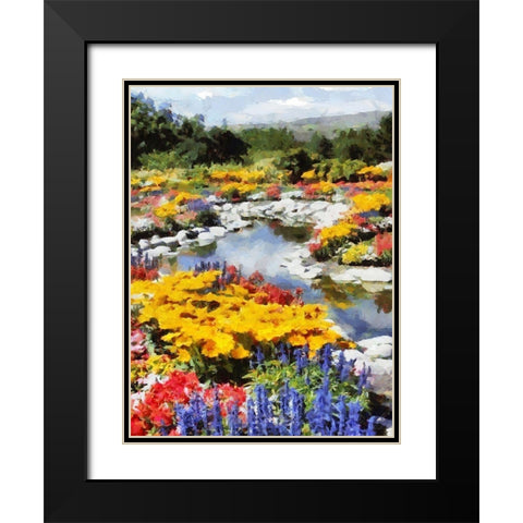 Lake with white Stones in Garden Black Modern Wood Framed Art Print with Double Matting by Medeiros, Celito