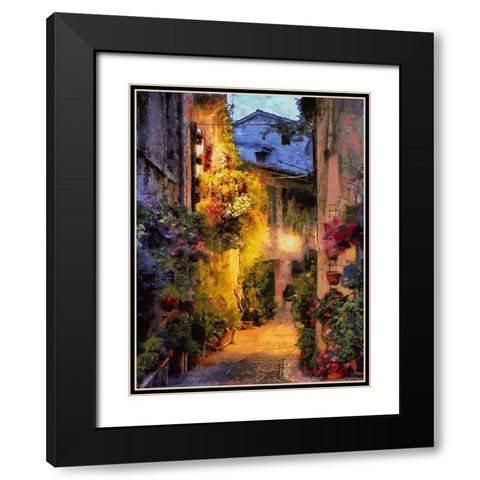 Old Town with the Lights II Black Modern Wood Framed Art Print with Double Matting by Medeiros, Celito
