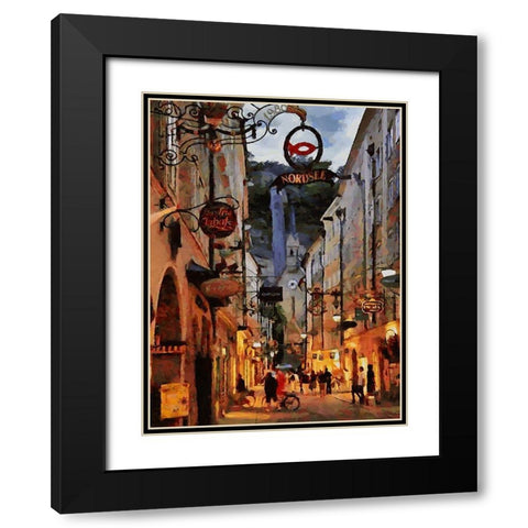 Old Town with the Lights III Black Modern Wood Framed Art Print with Double Matting by Medeiros, Celito