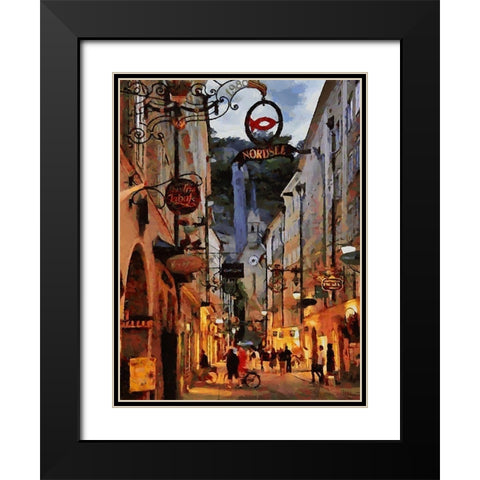 Old Town with the Lights III Black Modern Wood Framed Art Print with Double Matting by Medeiros, Celito