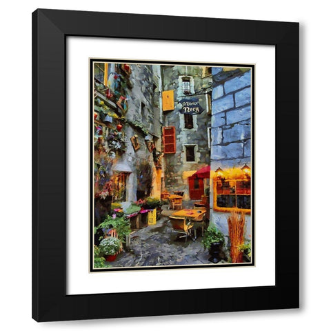 Old Town with the Lights IV Black Modern Wood Framed Art Print with Double Matting by Medeiros, Celito